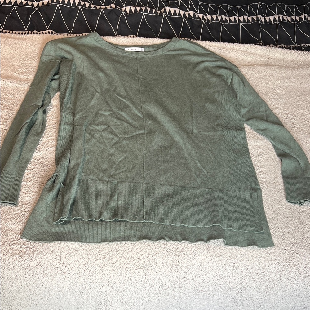 Staccato Sage Green Ribbed Knit Pullover